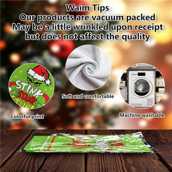 Set‎ of 2 The Grinch Christmas Kitchen Towels, 17.7x27.5, Farmhouse Decor - Picture 3 of 7